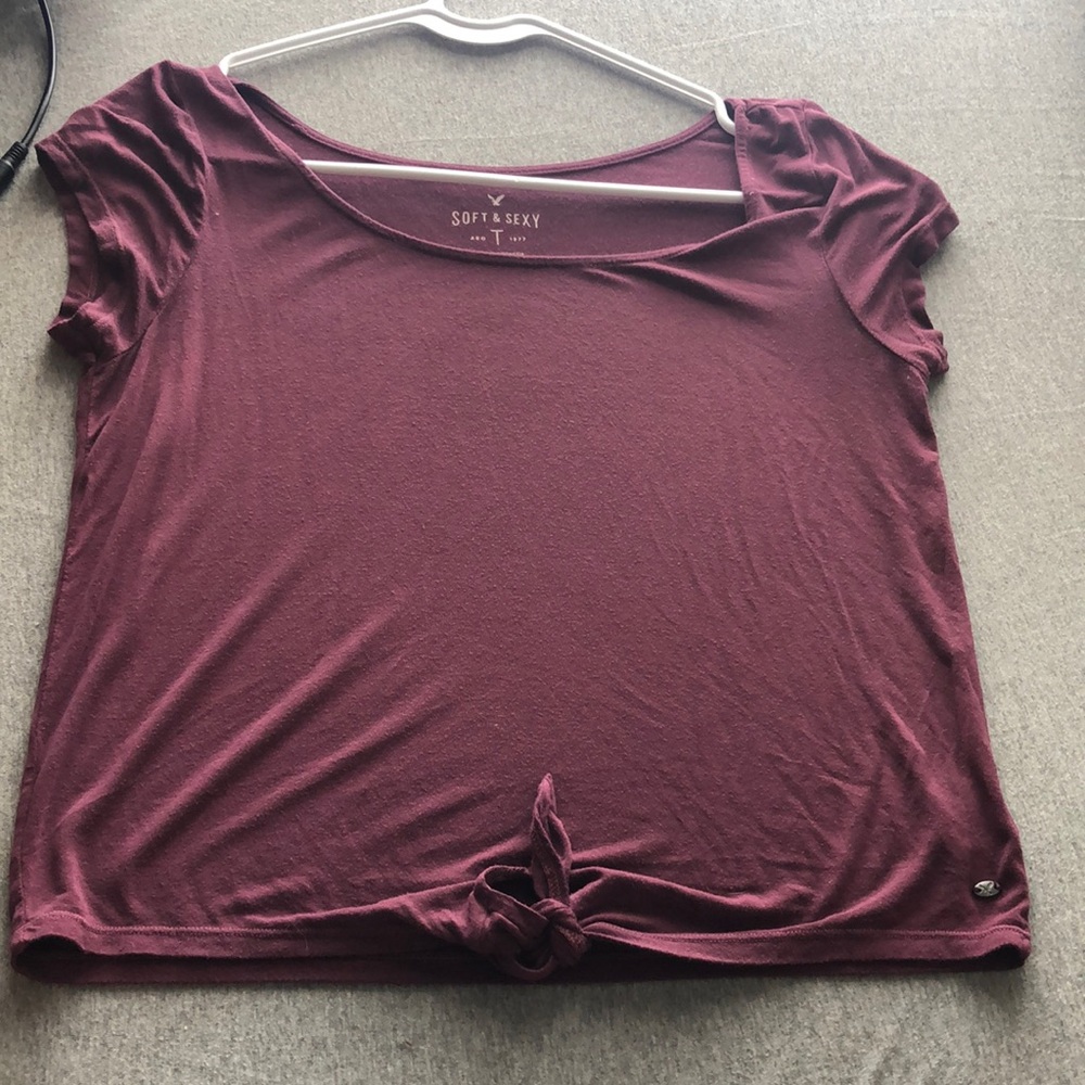 Super cute red/purple shirt soft and sexy brand barely warn in good condition